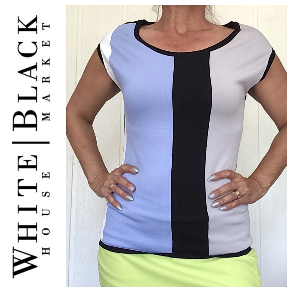 WHITE HOUSE BLACK MARKET SLEEVELESS COLOR BLOCKED SWEATER SIZE SMALL